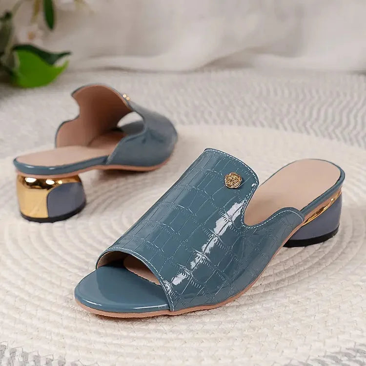 Vrouwen mode open teen sleehak leren sandalen