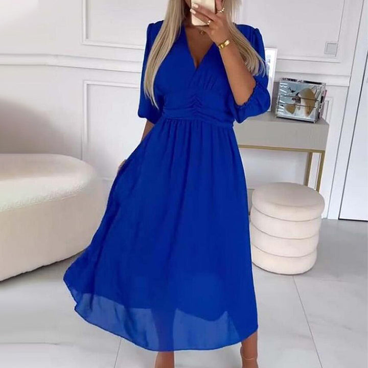Amelia - Lightweight chiffon V-neck dress