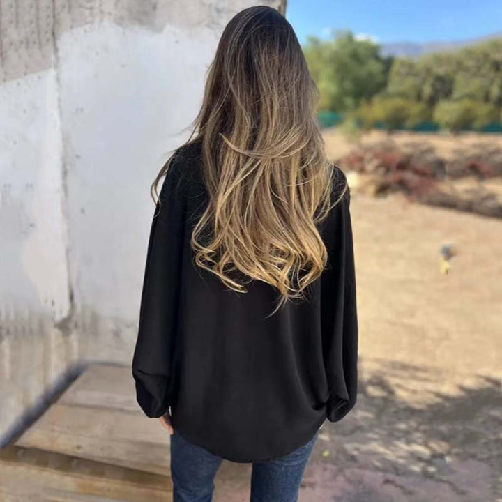 Clara | Chique blouse met fluwelen afwerking
